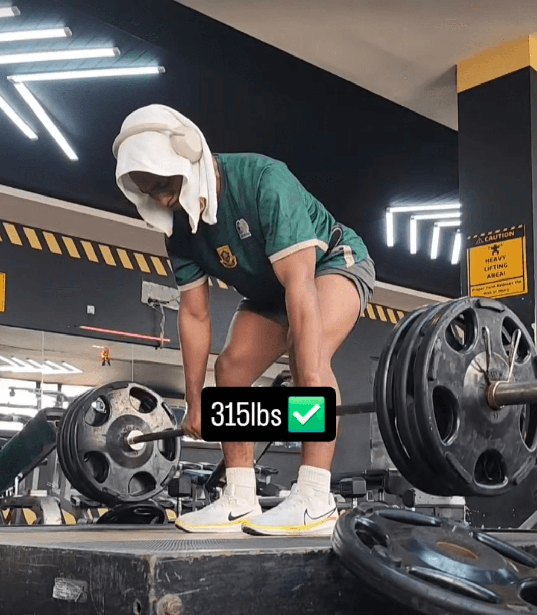 Ekemini deadlifting in the gym