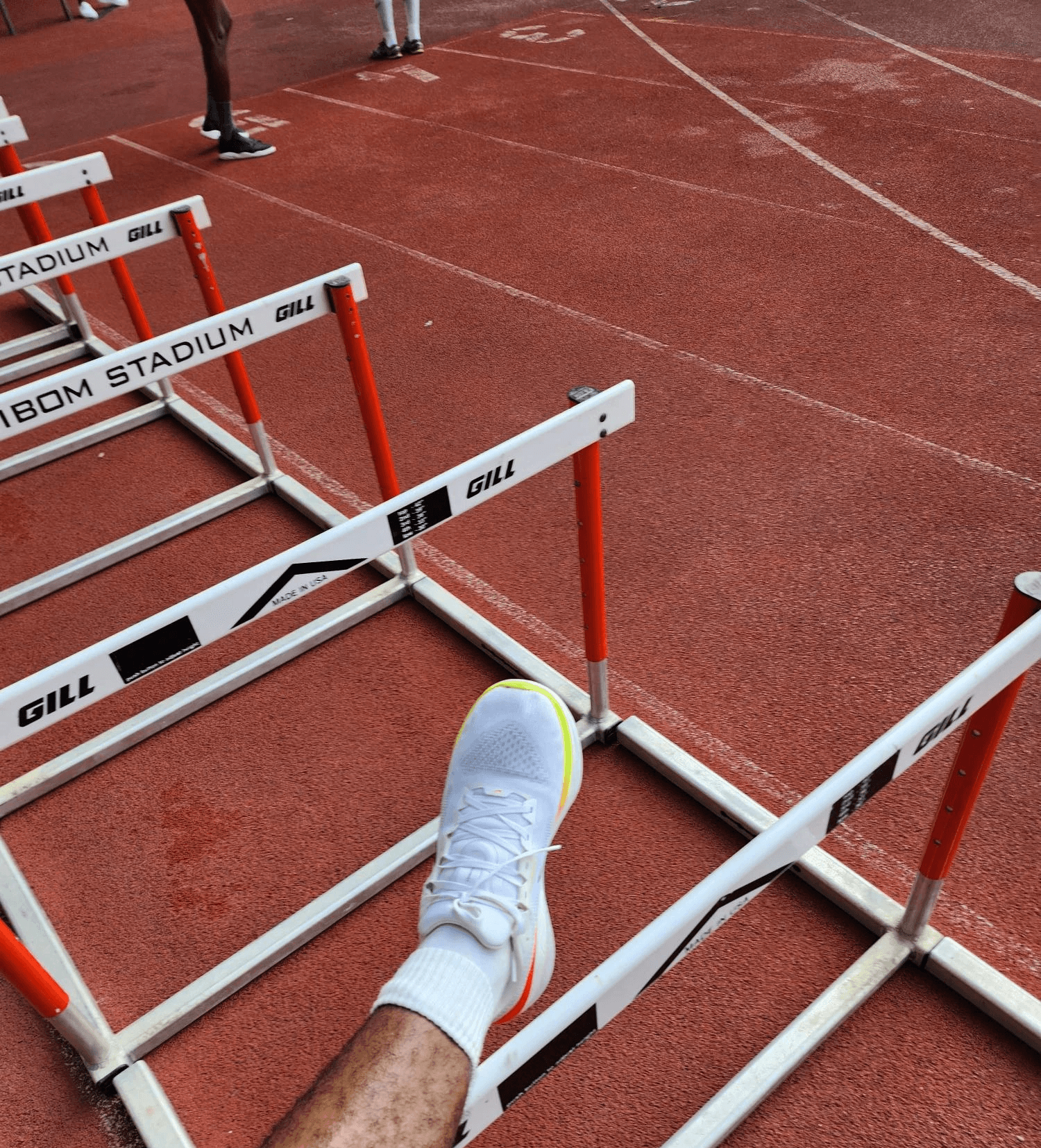 Running track and hurdles