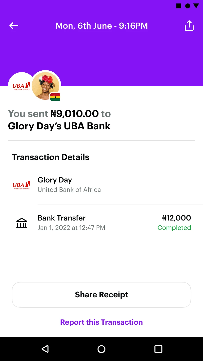 Updated Transaction History UI