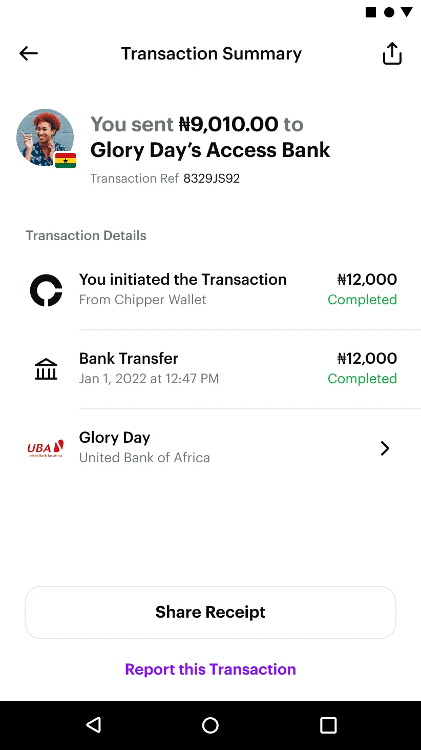 Updated Transaction History UI