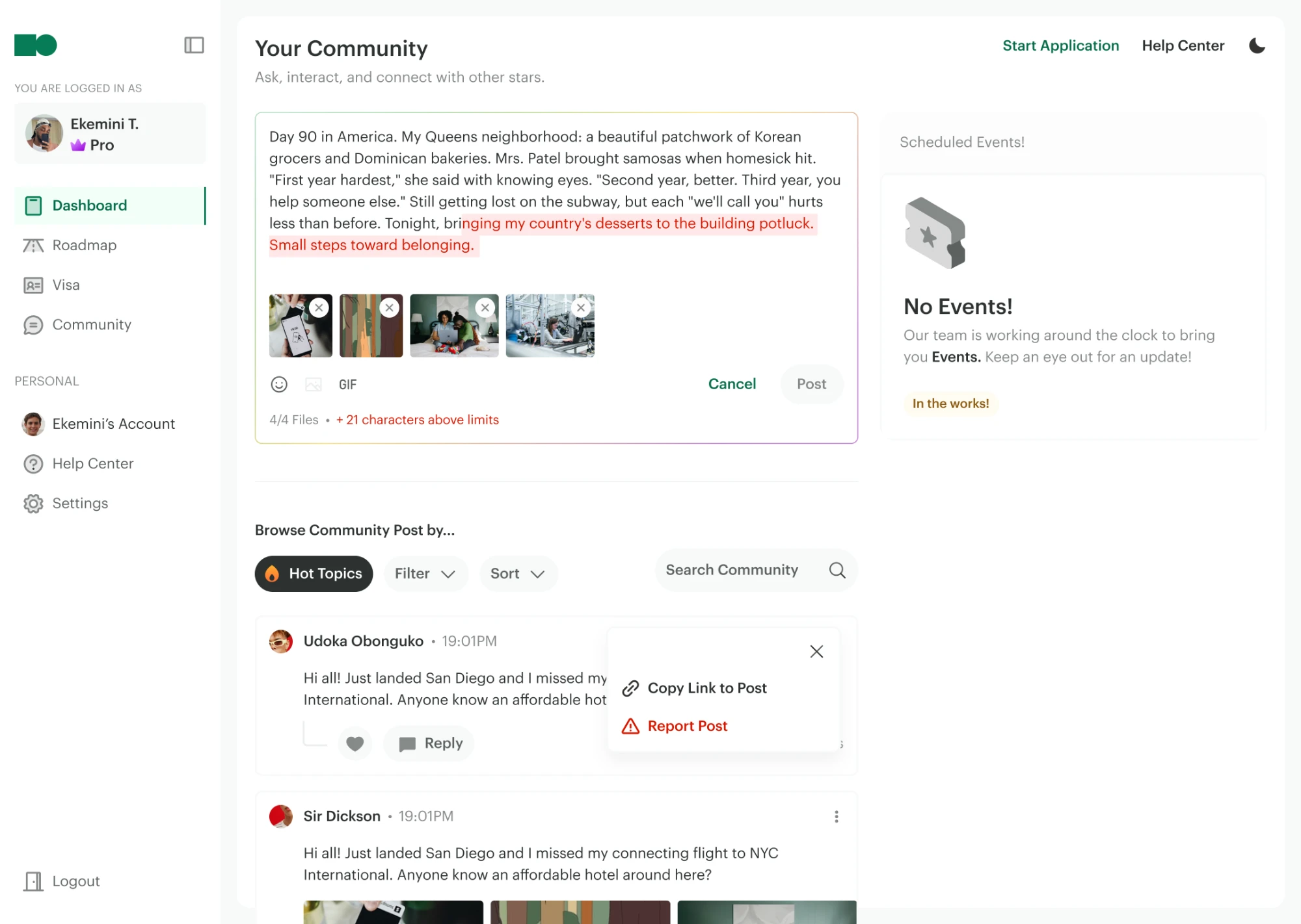 Guideli community feed and post composer