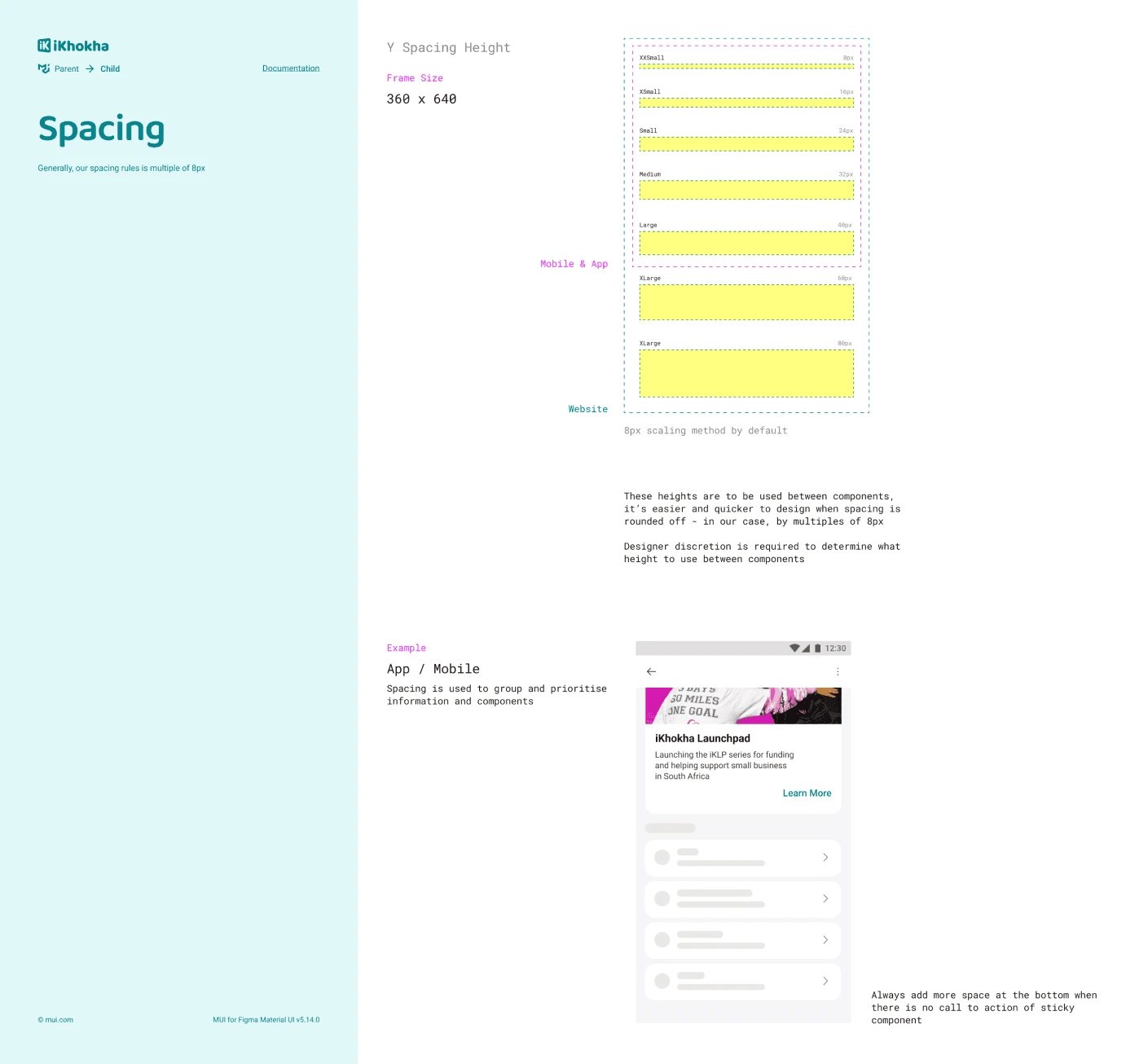 Spacing guide for Mobile